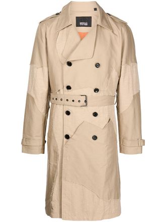 Mostly Heard Rarely Seen two-tone double-breasted coat - men - Cotton/Nylon - S - Brown