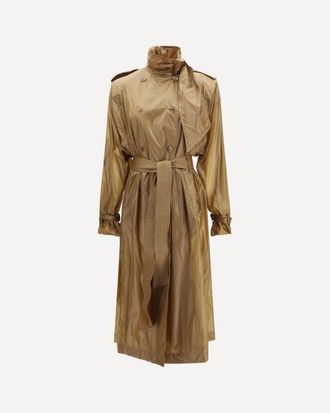 Saint Laurent Trench traslucido con collo lavalli&egrave;re in tessuto tecnico Woman 40