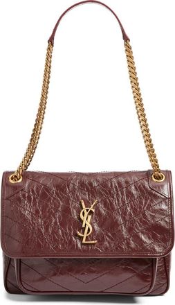 Saint Laurent Medium Niki Leather Shoulder Bag in Rouge Cabernet at Nordstrom