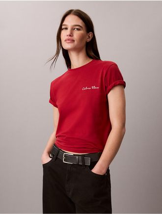 Calvin Klein Jeans Calvin Klein Womens Classic Script Logo Tee - Red - XL