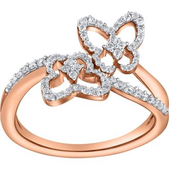 LuvMyJewelry Blush Entwine 0.65 Ct 10K Gold Diamond Ring in 14K White Gold at Nordstrom, Size 7