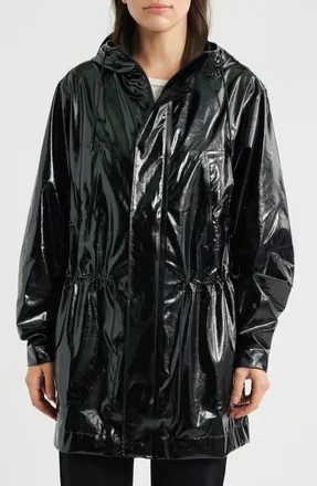 Rains Bold Waterproof Raincoat in Crackl Black at Nordstrom, Size X-Large