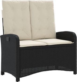 vidaXL Vidaxl - Sill&oacute;n Reclinable De Jard&iacute;n Con Cojines Rat&aacute;n Sint&eacute;tico Negro