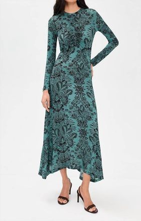 Ulla Johnson Naia Long Sleeve Ruched Dress In Ocean Flora
