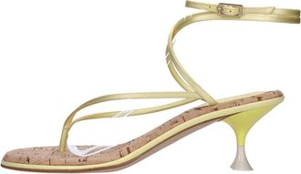 3Juin Tahiti leren sandalen - Dames - Sandalen met hakken - Geel - 38 EU - Leer - Schoenen