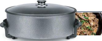 Orbegozo Fornello elettrico Orbegozo pz 4211, 42 cm, 1500W, Capacit&agrave; 6 litri, Coperchio in vetro de con maniglia e valvola di sicurezza de