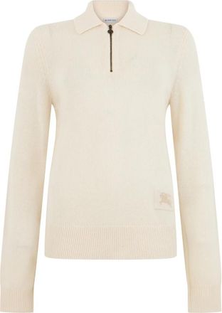 Burberry Sweater met ritkraag van kasjmier - Dames - Cashmere truien - Beige - XS - Kasjmier - Truien & Vesten