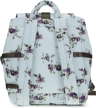 Ganni Womens Re-Tech Nylon Backpack With Floral Pattern Iced Aqua Polyester Backpacks