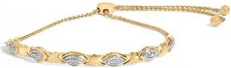 House of Brilliance Silver Diamond Accent Alternating Marquise Shape and Heart Links Bolo Bracelet in Yellow Gold Over Silver at Nordstrom