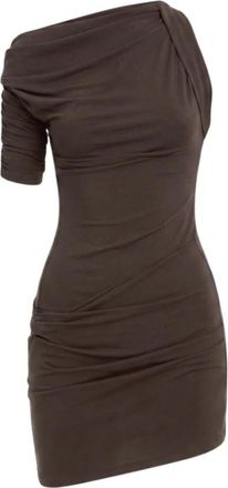 Jacquemus Drapeado Mini Dress - Dames - Korte kleedjes - Bruin - M - Polyester - Kleedjes