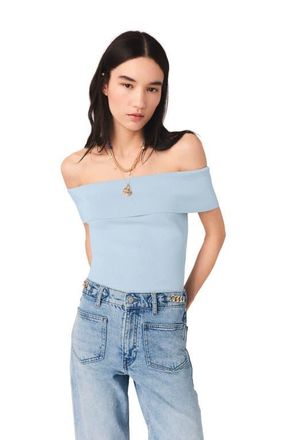 Maje Bardot rib knit top in Blue Sky at Nordstrom, Size X-Small