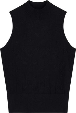 A|X Armani Exchange Viscose Katoen Zijde Gebreide Top - Dames - Tops zonder mouwen - Zwart - S - Katoen - Tops