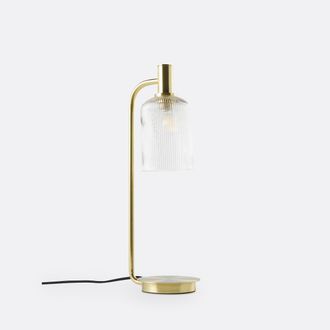 La Redoute Interieurs Tafellamp in messing en geribbeld glas, Bogota