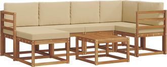 vidaXL Conjunto De Sof&aacute;s De Exterior 7 Uds. Natural Y Beige Vidaxl