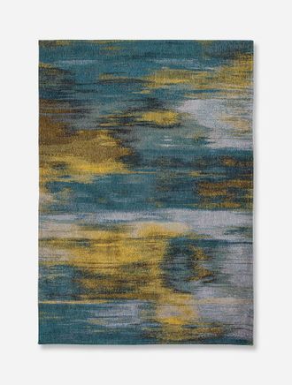 Louis De Poortere Monetti Design - Alfombra Contempor&aacute;nea Atlantic - Hecha En B&eacute;lgica - Acabado A Mano - Antideslizante Natural - Algod&oacute;n - Poli&eacute;ster - Azul Nymphea - 2