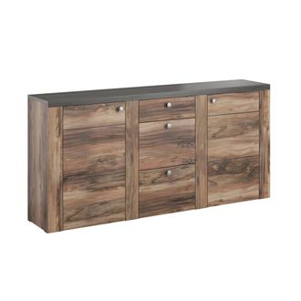 Petits Meubles Buf&eacute; 2 puertas 3 cajones paneles de aglomerado madera oscura