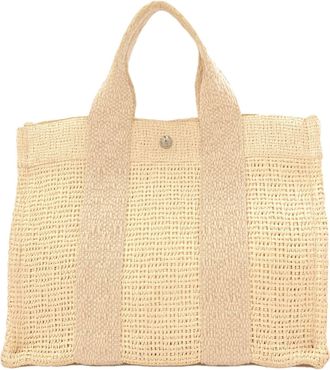 Herm&egrave;s Beige Straw Tote Bag (Pre-Owned)