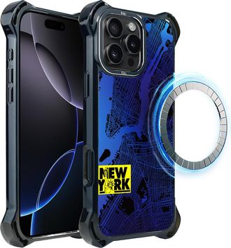 OEM Funda Para Iphone 16 Pro Max Ibizu Dropguard Ultra Con Magsafe, Mapas Del Mundo, Nueva York