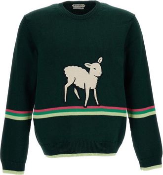 J.W.Anderson Lamb-intarsia Striped-trim Sweater