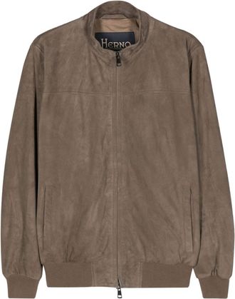 Herno panelled leather jacket - men - Polyester/Goat Skin/Cotton/Polyester/Spandex/Elastane - 54 - Brown