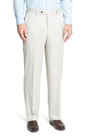 Berle Worsted Wool Gabardine Pants in Stone at Nordstrom, Size 33