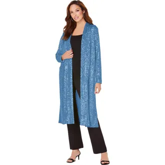 Roaman's Plus Size Sequin Duster in Dusty Indigo at Nordstrom, Size 44