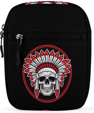 Generic Native American Skull Crossbody Bag Adjustable Satchel Cute Shoulder Bag Lightweight Sling Bags
