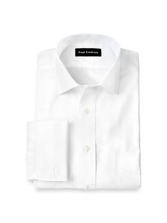 Paul Fredrick Non-iron Cotton Pinpoint Solid Spread Collar French Cuff Dress Shirt in White at Nordstrom, Size 16.5 - 32
