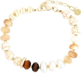 Panacea Mixed Stone & Freshwater Pearl Beaded Bracelet in White at Nordstrom