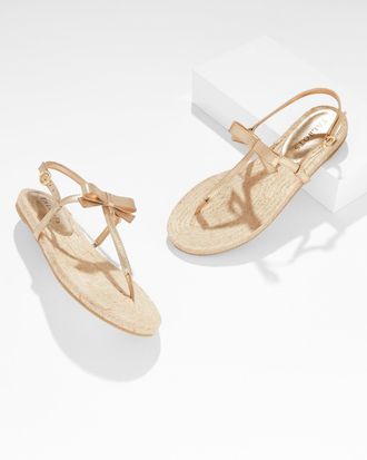 Talbots Irina Bow Metallic Nappa Espadrille Sandals - Gold - 10 1/2 M Talbots