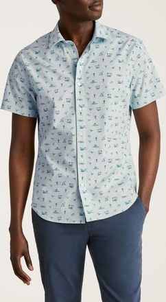 Bonobos Riviera Slim Fit Tropical Print Short Sleeve Stretch Cotton Button-Up Shirt in Desert Oasis Toile V4 C29 at Nordstrom Rack, Size Small