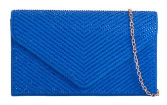 Girly HandBags Womens Diamante Evening Clutch Bag Suede Look Sparkly Medium Royal Blue