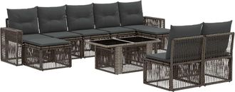 vidaXL Conjunto De Sof&aacute;s De Jard&iacute;n 10 Uds. Gris Y Gris Oscuro Vidaxl