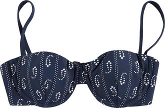 Tory Burch Printed Bikini Top - Dames - Bikinis - Blauw - M - Nylon - Badmode