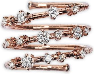 Mattia Cielo 18k rose gold Three Wrap diamond ring - women - 18kt Rose Gold/Titanium/Diamond - L - Pink