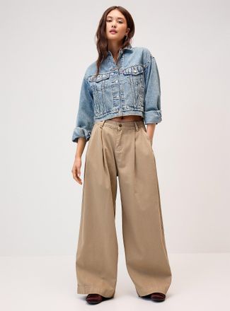 Twik Womens Wide-leg pleated jean
