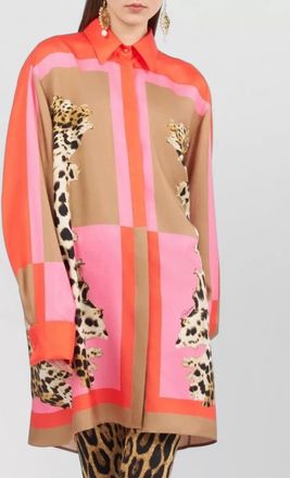 Roberto Cavalli knee length dress long sleeves animal print