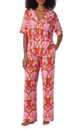 Room Service PJs Contrast Piping Pajamas in Pink Multi at Nordstrom, Size X-Small