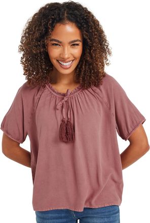 M&Co Womens Short Sleeve Tie Neck Blouse - Womens Pink