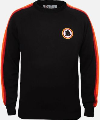 MC2 Saint Barth Man Crewneck Sweater With Roma Patch As Roma Special Edition