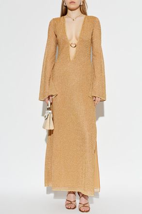 Os&eacute;ree Dress With Lurex Thread, Womens, Gold