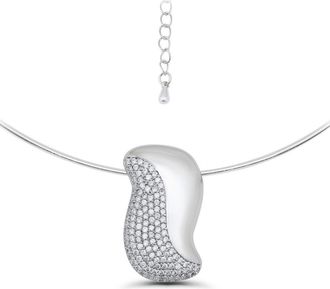 Christian Siriano Pav&eacute; Cubic Zirconia Collar Necklace in Silver at Nordstrom Rack, Size 18