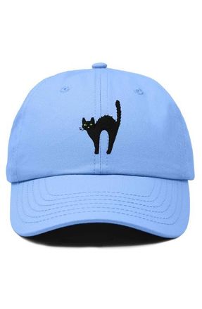 Dalix Black Cat Embroidered Casual Hat in Light Blue at Nordstrom