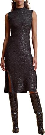 By Ti Mo Sprankelende Gebreide Midi Jurk - Dames - Feestkleedjes - Zwart - S - Nylon - Kleedjes