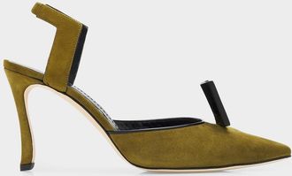 Manolo Blahnik Domitila Suede Stiletto Pumps