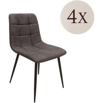 Dmora Set di Sedie Osasco, 4 Sedie, Effetto Velluto, Imbottito, Grigio Scuro