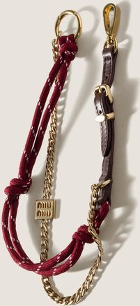 Miu Miu Leather, cord and metal trick keyring
