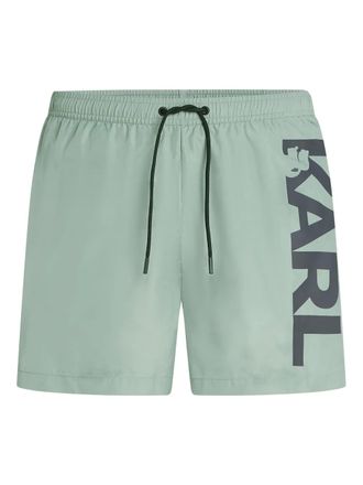 Karl Lagerfeld logo-print swim shorts - men - Polyester - L - Green