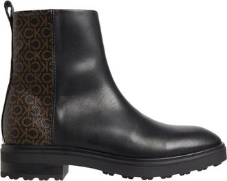 Calvin Klein Cleat Ankle Boot Mono Mix - Dames - Enkellaarsjes - Zwart - 36 EU - Leer - Schoenen