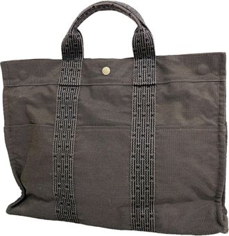 Herm&egrave;s Gray Nylon Tote Bag (Pre-Owned)